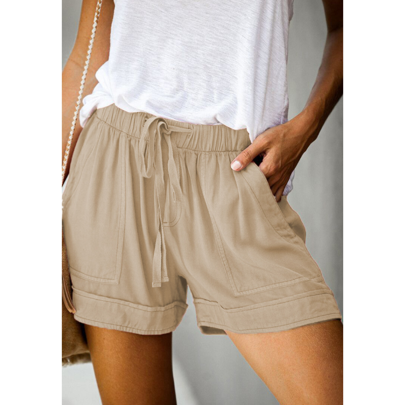 Solid High Waisted Strappy Loose Wide Summer Shorts-My Comfy Pant