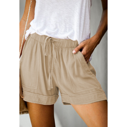 Solid High Waisted Strappy Loose Wide Summer Shorts-My Comfy Pant
