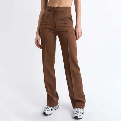 High Waisted Suit Pants With Straw Pleats-My Comfy Pant