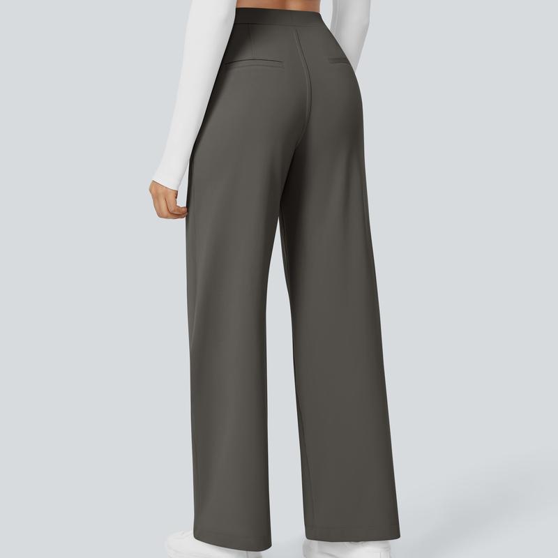 High Waisted Straight Pants With Side Pocket