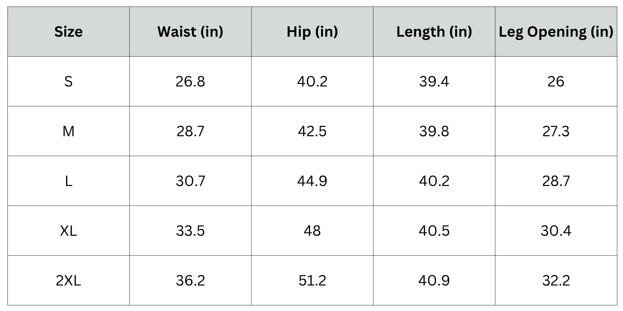 Size Chart