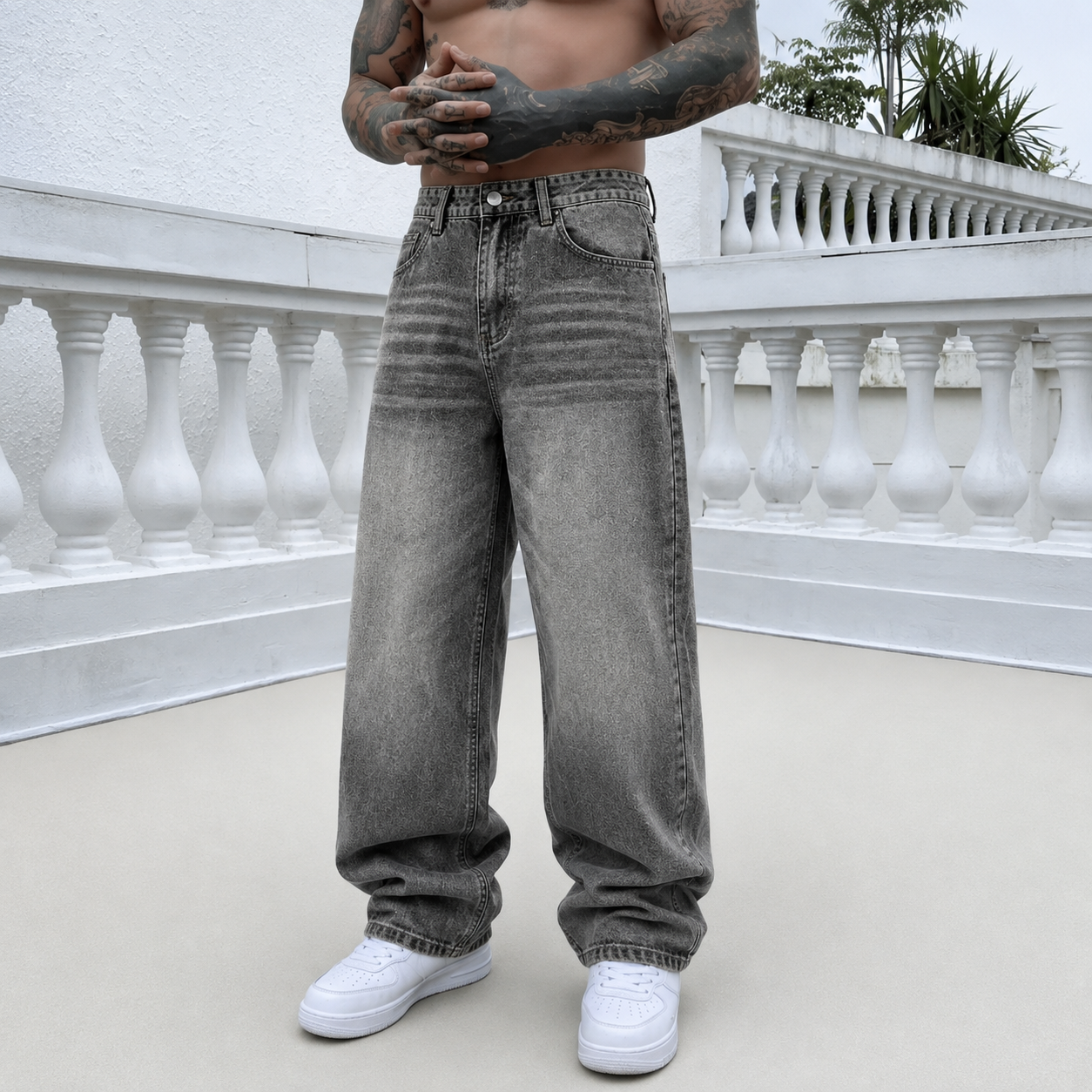 Loose Vintage Washed Streetwear Jeans For Men