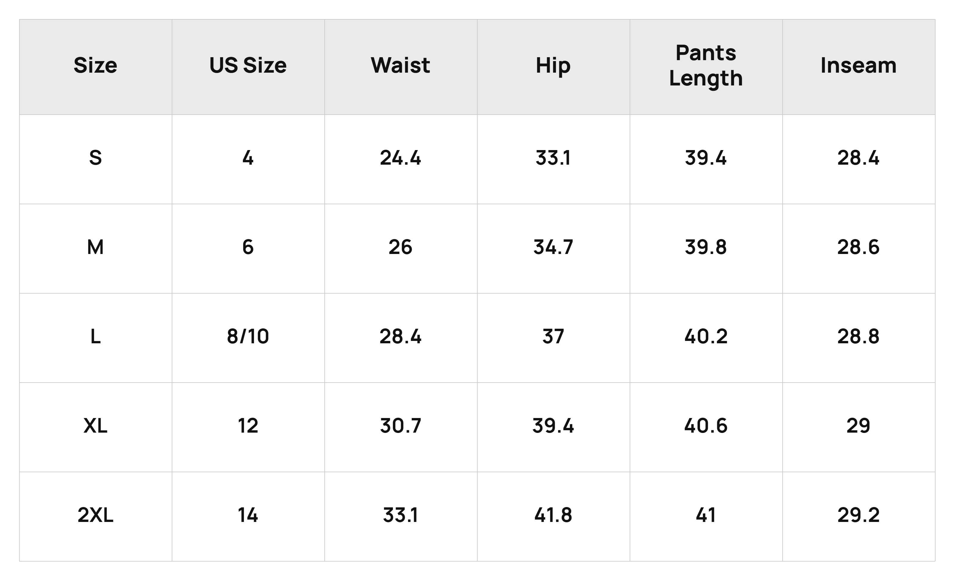 Size Chart