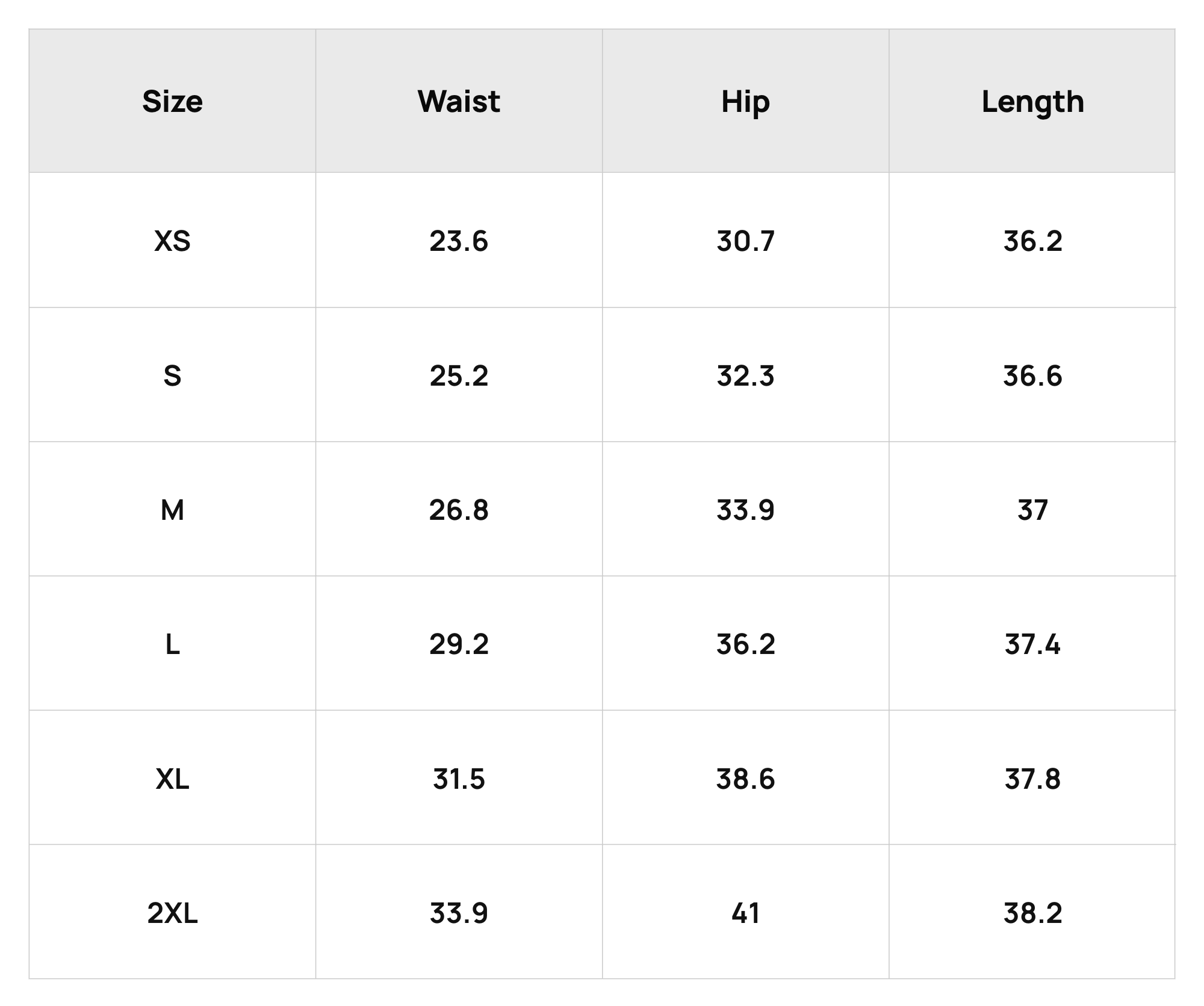 Size Chart