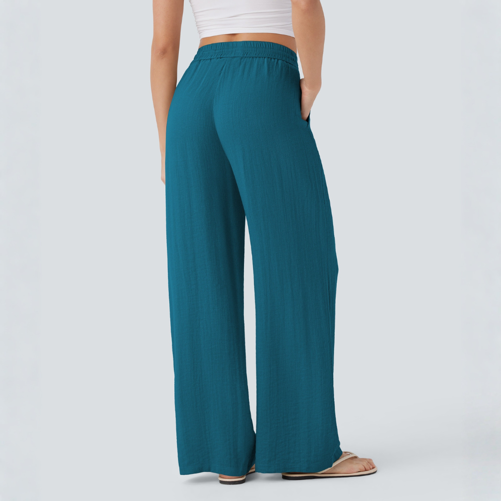 High Waisted Drawstring Casual Linen Pants WIth PocketsHigh Waisted Drawstring Casual Linen Pants WIth Pockets - Image 19