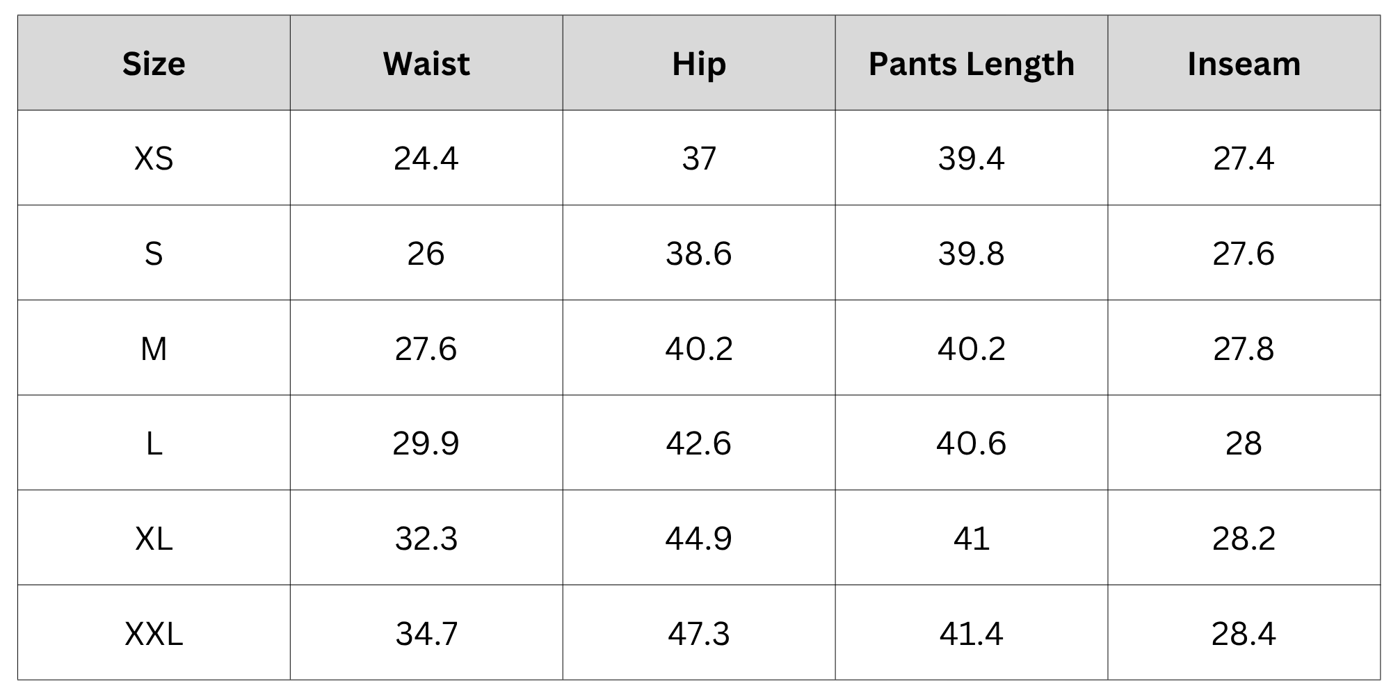 Size Chart