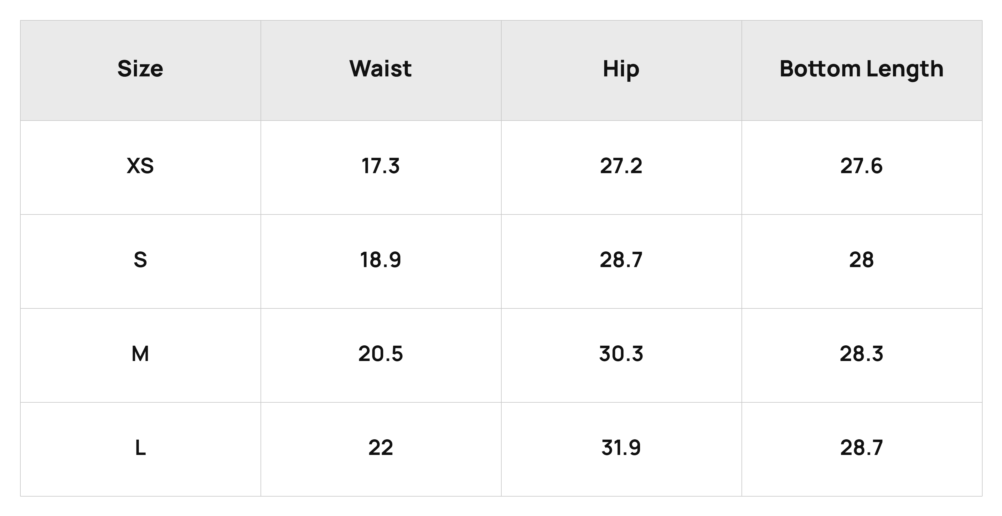 Size Chart