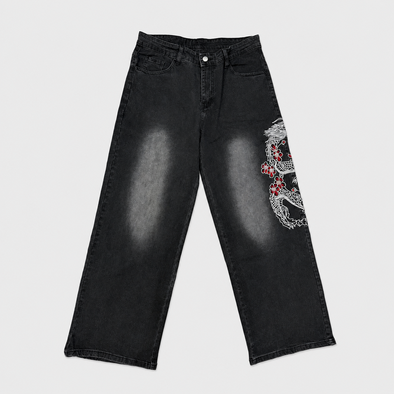 Casual Wide Loose Retro Vintage Embroidery Pants For Men