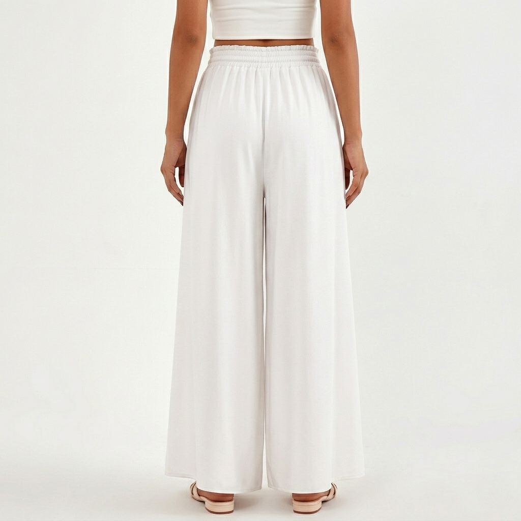 Casual Wide Fit High Rise Flowy Palazzo Pants With Pockets For Women