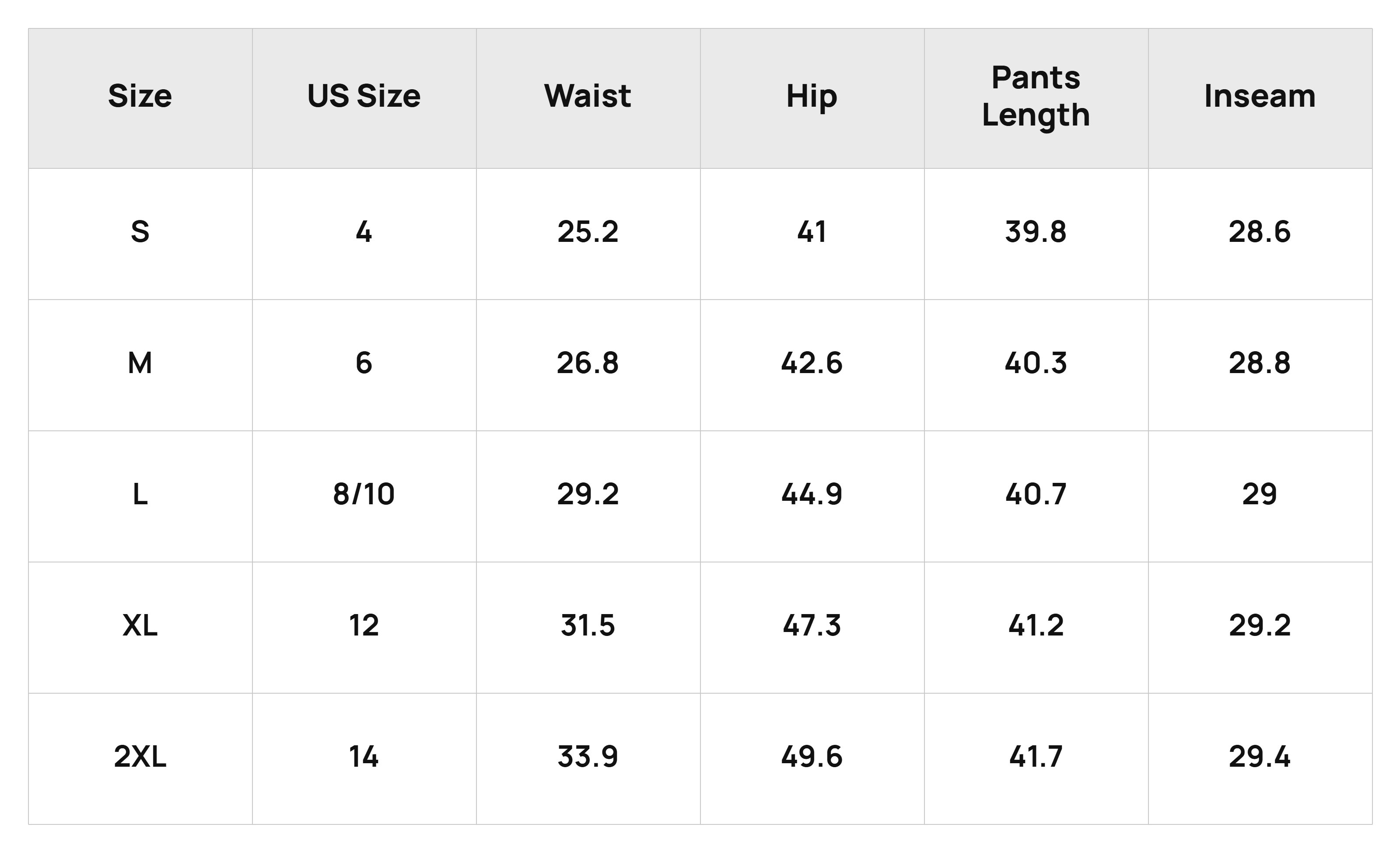 Size Chart
