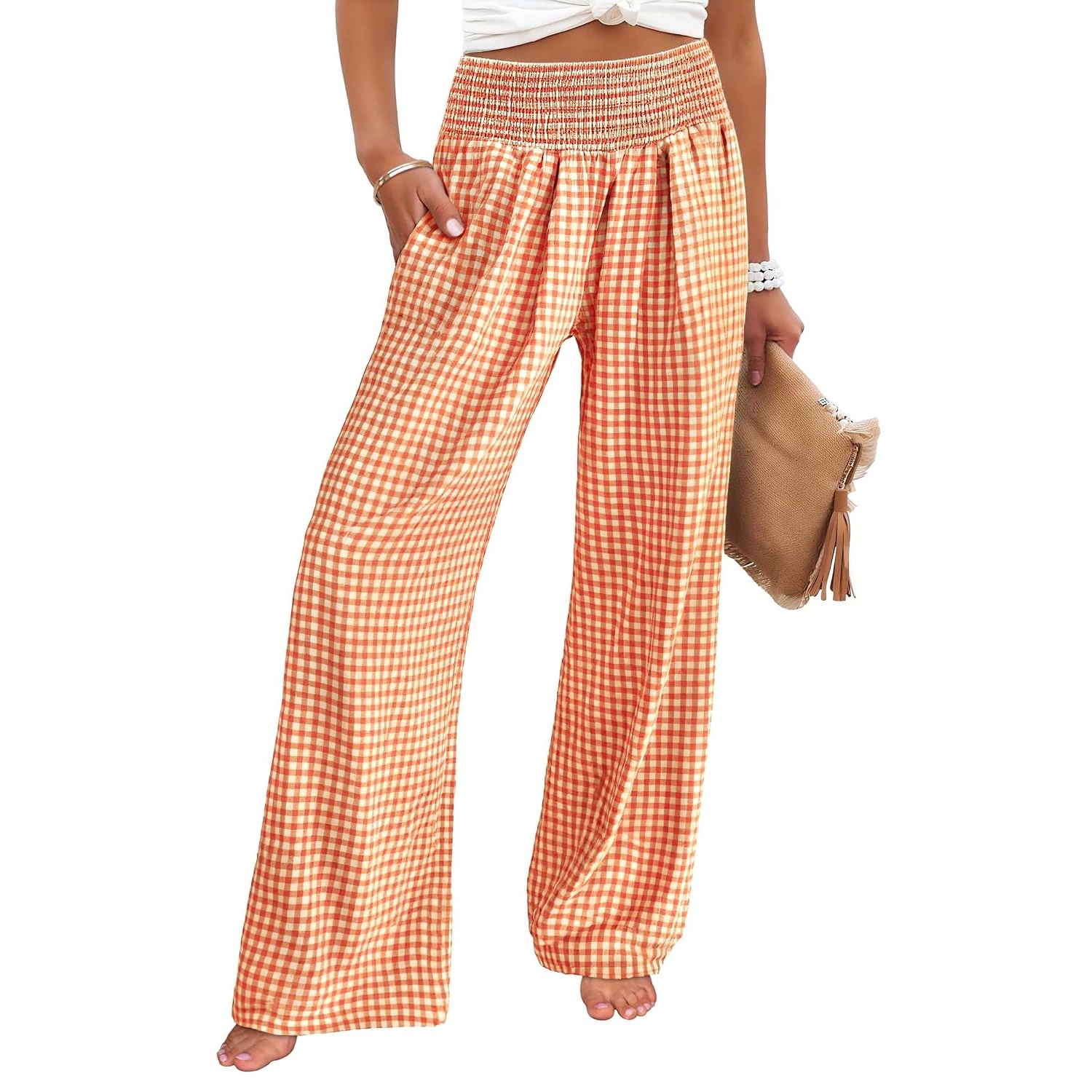 Striped Wide Palazzo Pants With Pockets For Women