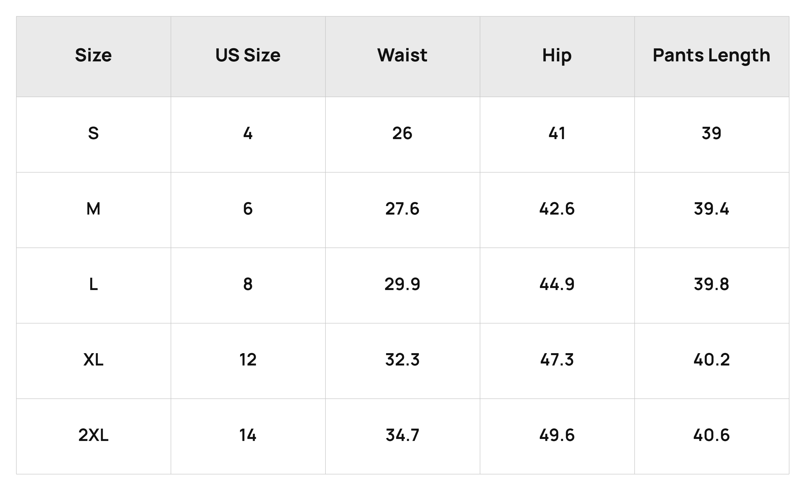 Size Chart