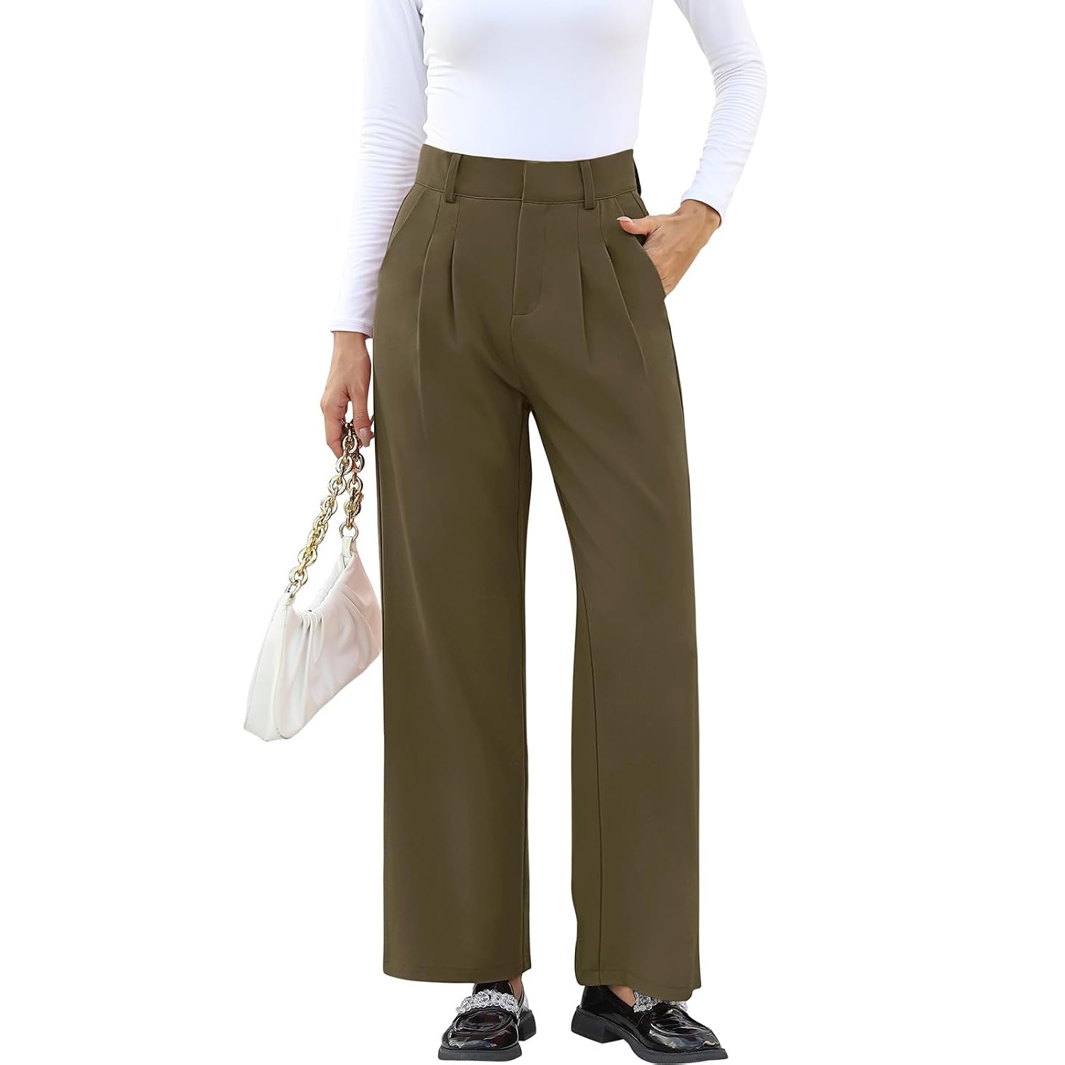 Solid Casual Pants With Pocket For Women