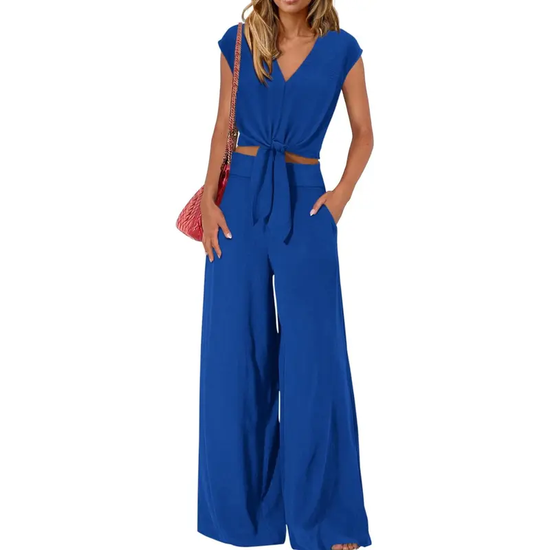 Summer 2 Piece Wide Pant Set for Women