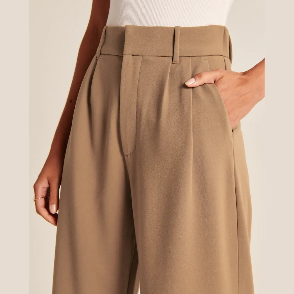 High Waist Tailored Wide Leg Pants-My Comfy Pant