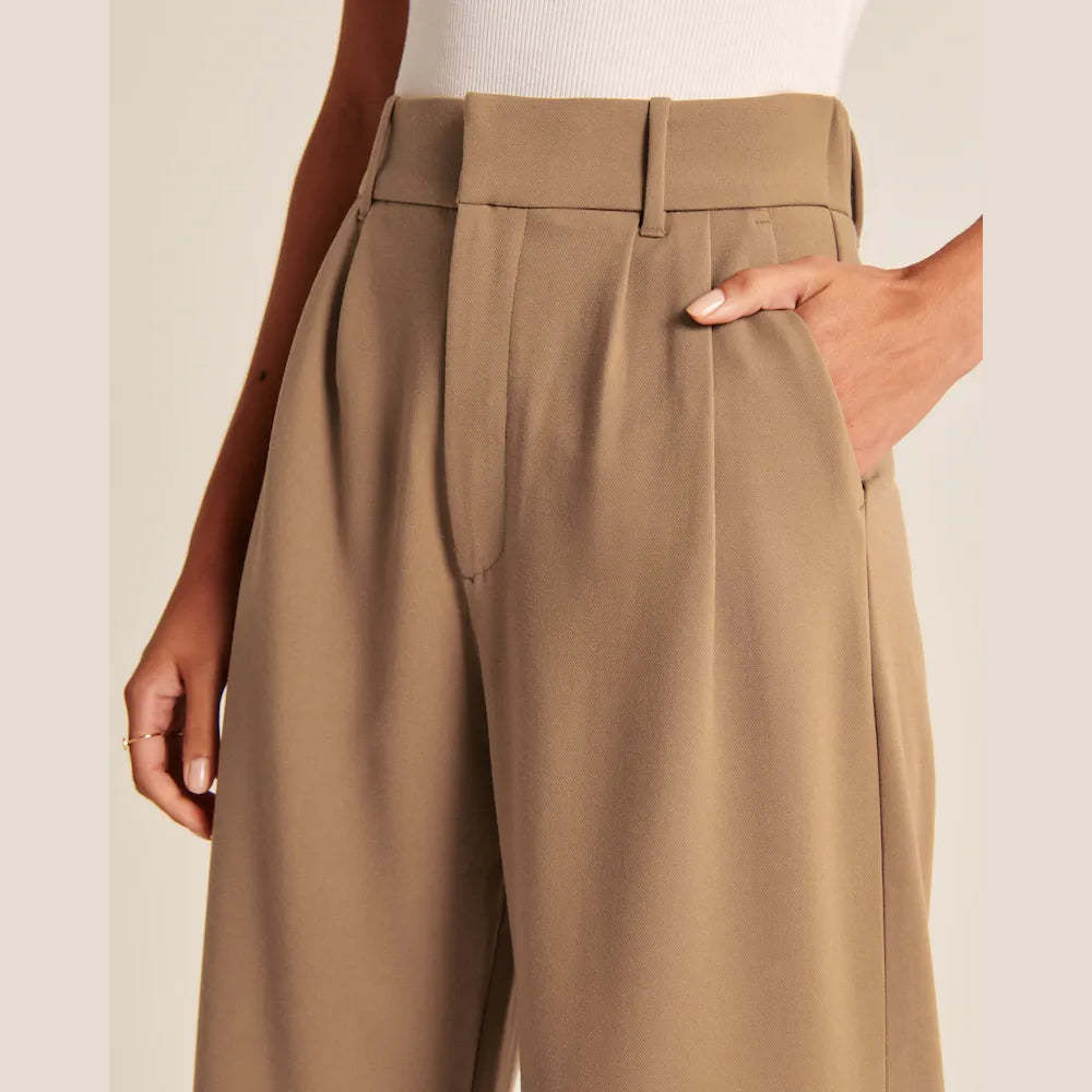 High Waist Tailored Wide Leg Pants-My Comfy Pant