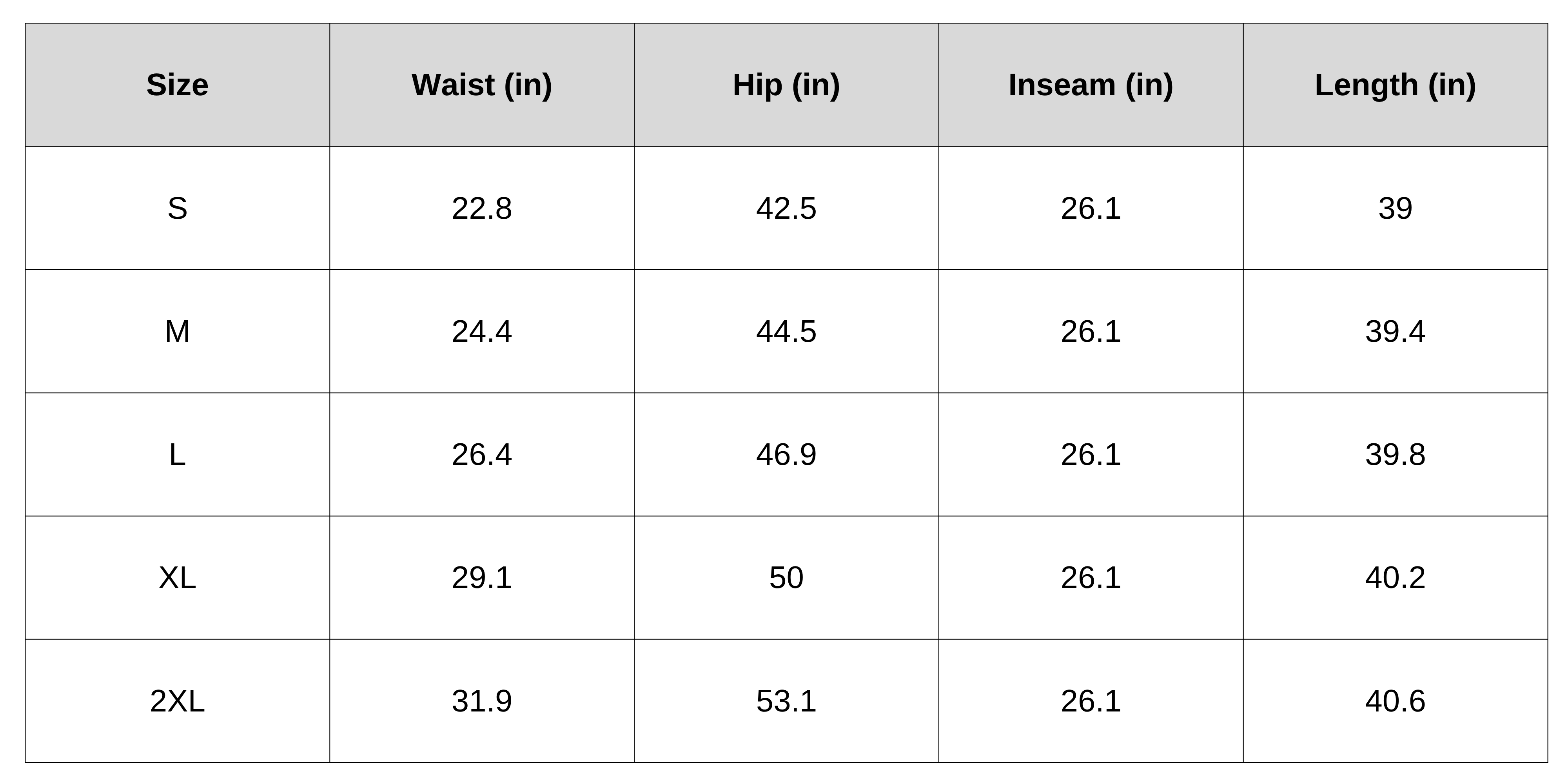 Size Chart