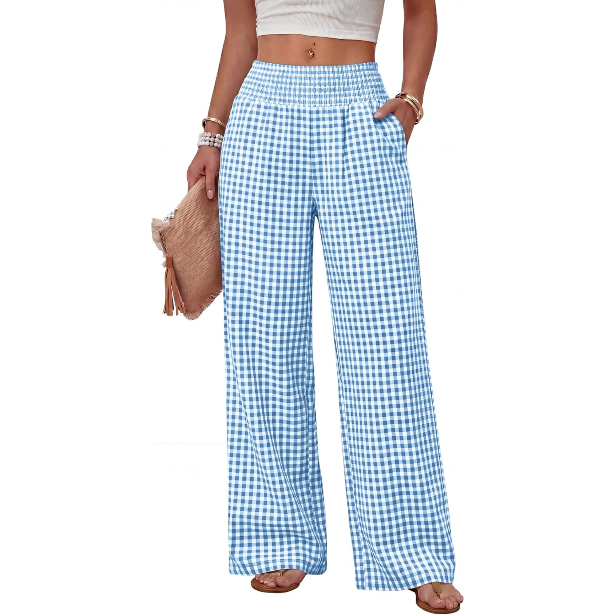 High Waist Wide Leg Lounge Pants with Side Pockets