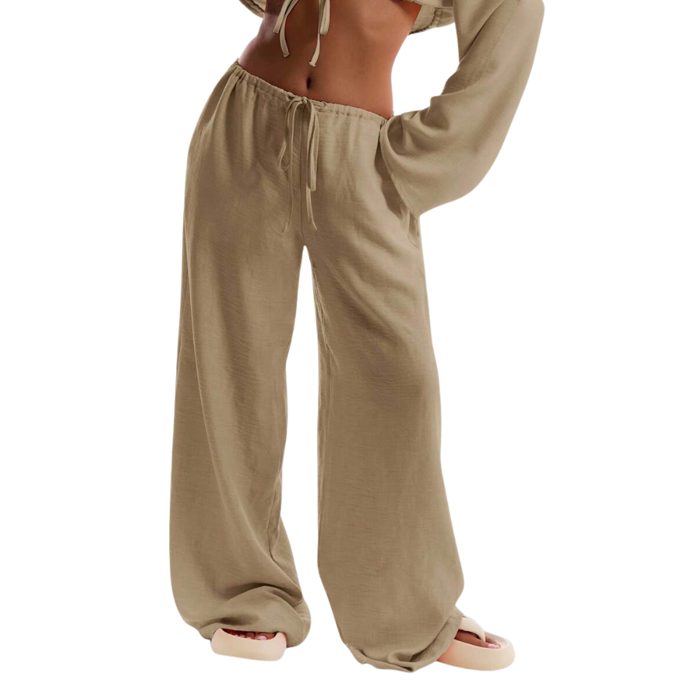 Casual Tie Front Drawstring Trousers For Women