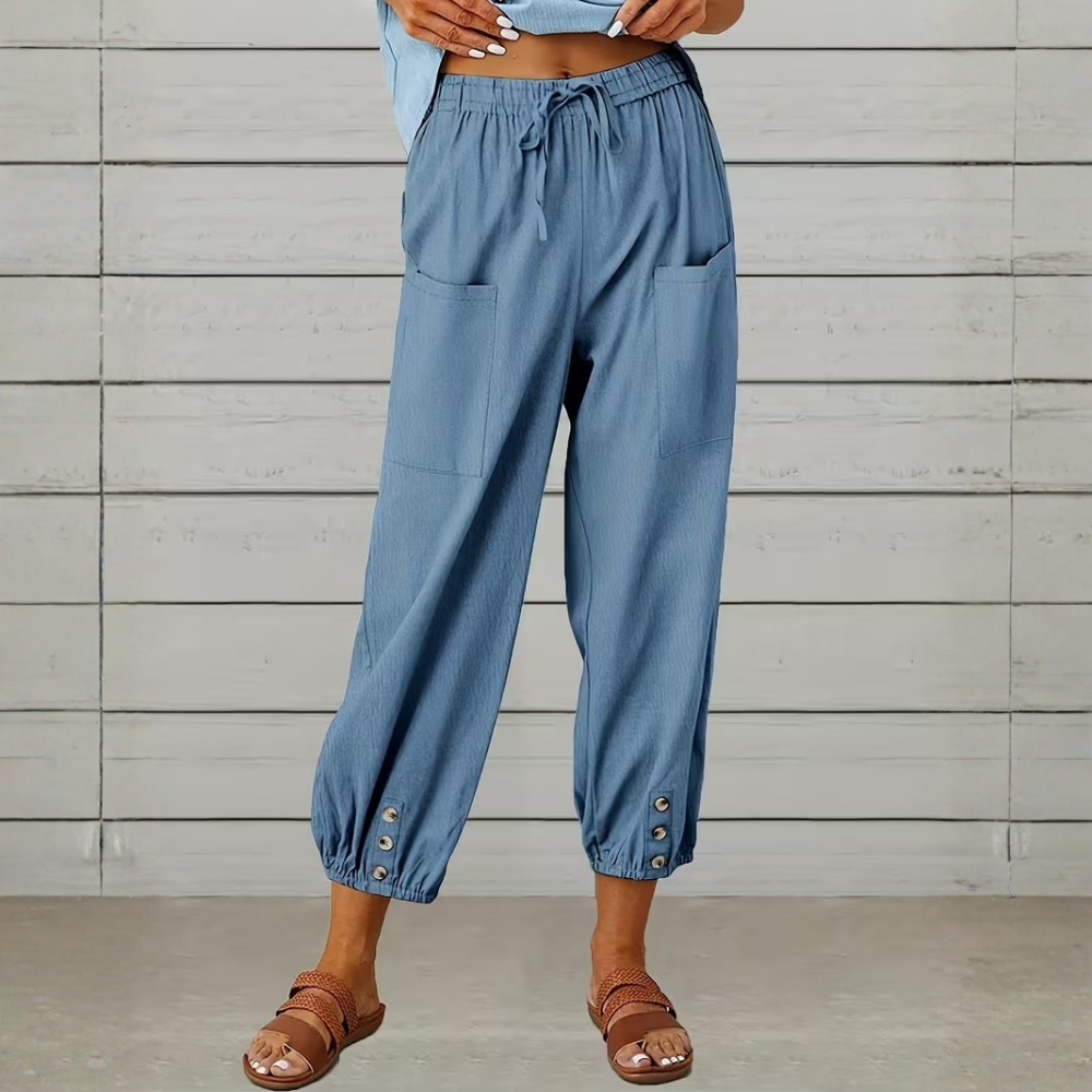 Casual Loose Drawstring Capri Pants For Women