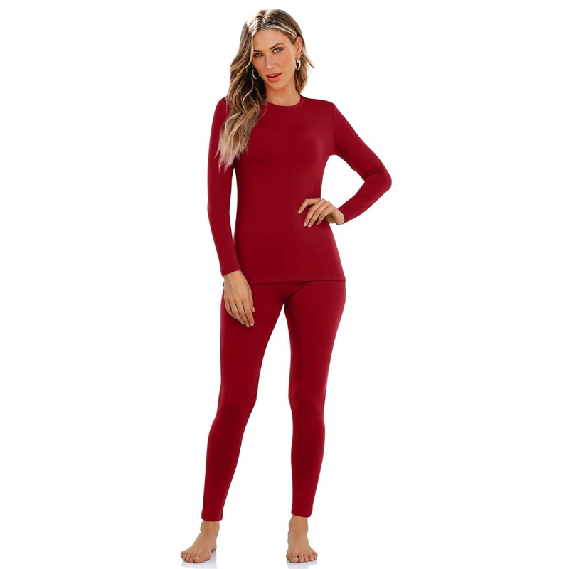 Women Fleece Lined Thermal Underwear Set for Cold Weather