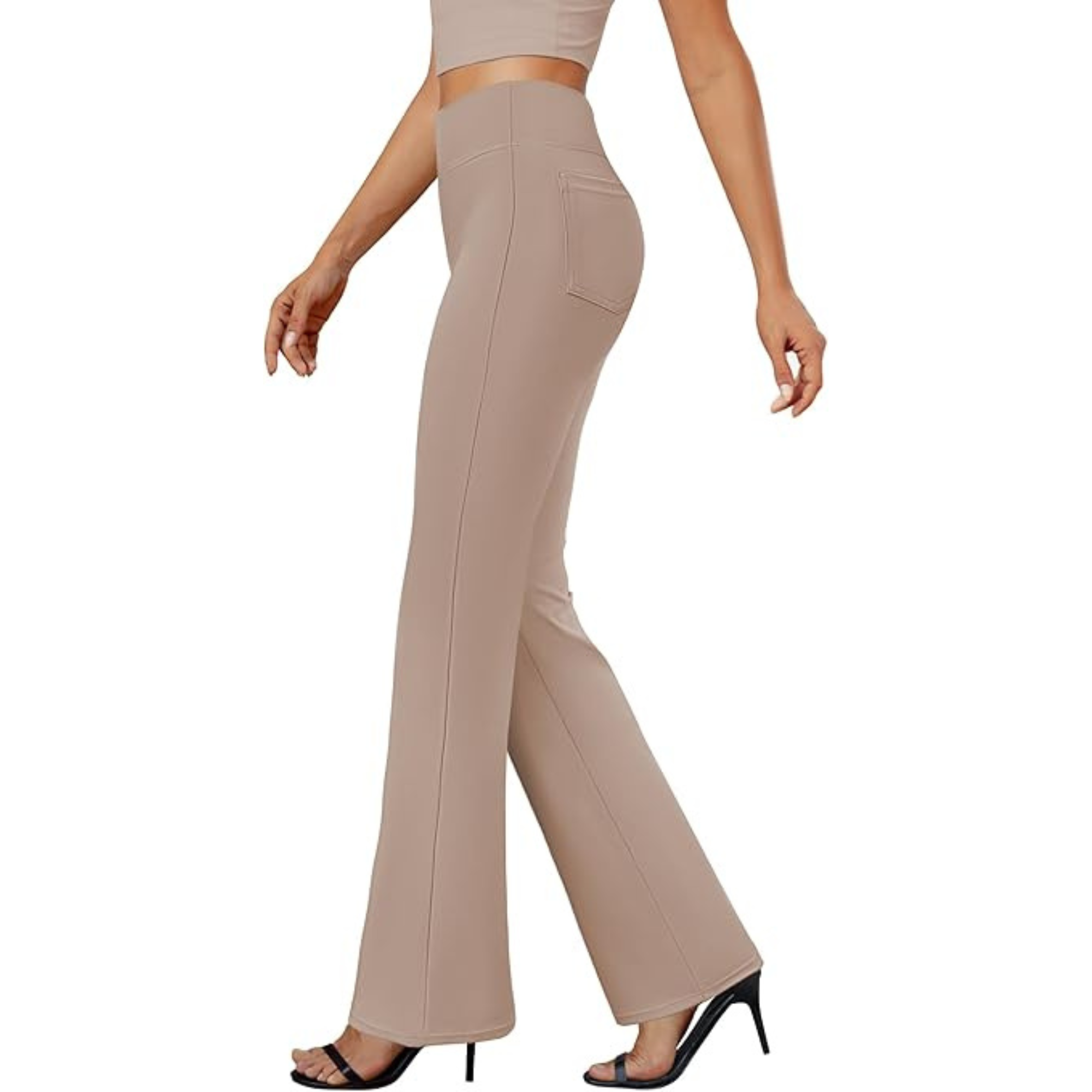 Bootcut Design High Rise Stretchy Trousers With Pockets For Women