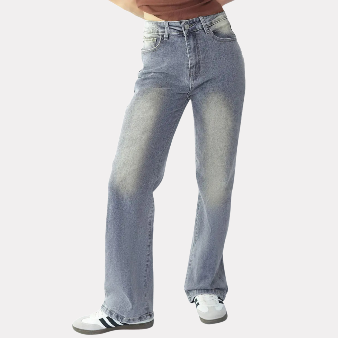 High Rise Wide Fit Stretchy Jeans With Multi Pockets For Women