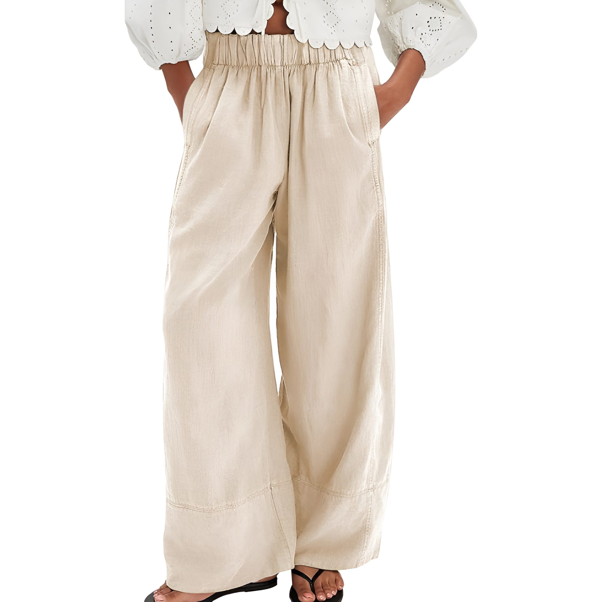  Pants for Women Cotton Baggy Boho Casual Palazzo Pants Wide Leg 