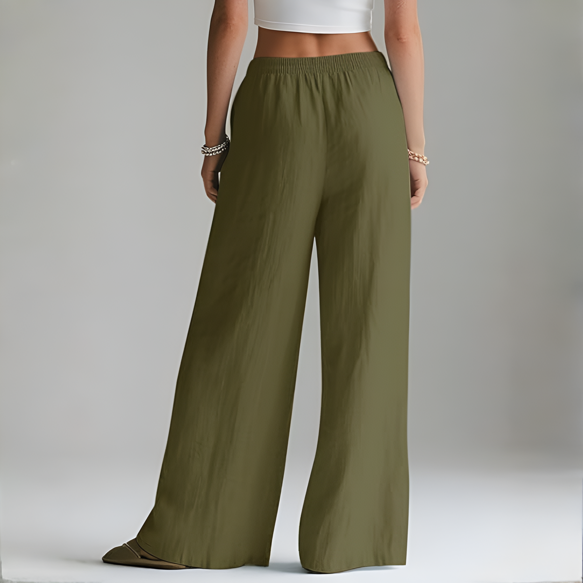 [Copy]High Waist Cropped Wide PantsWide Fit Summer Flowy Palazzo Pants For Women  - Image 11