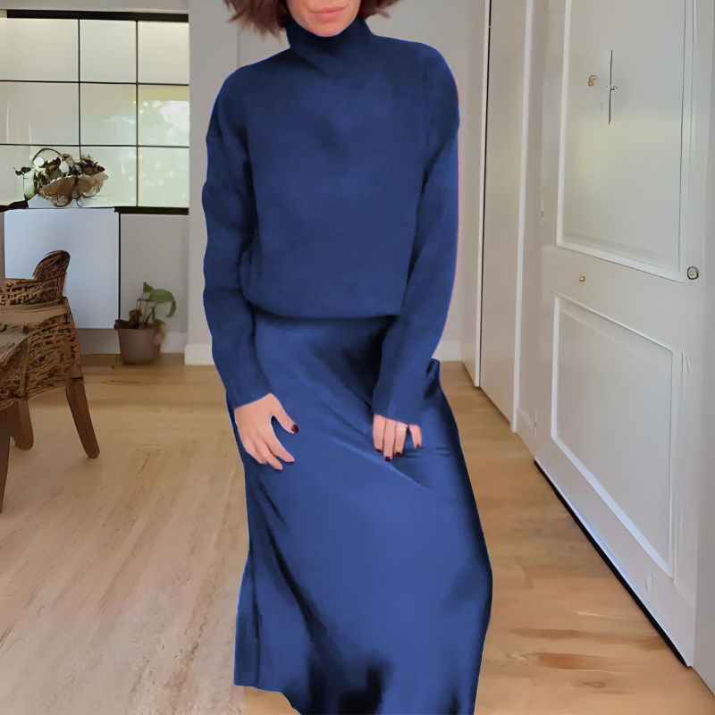 Two Piece Long Sleeve Top And Skirt Set-My Comfy Pant