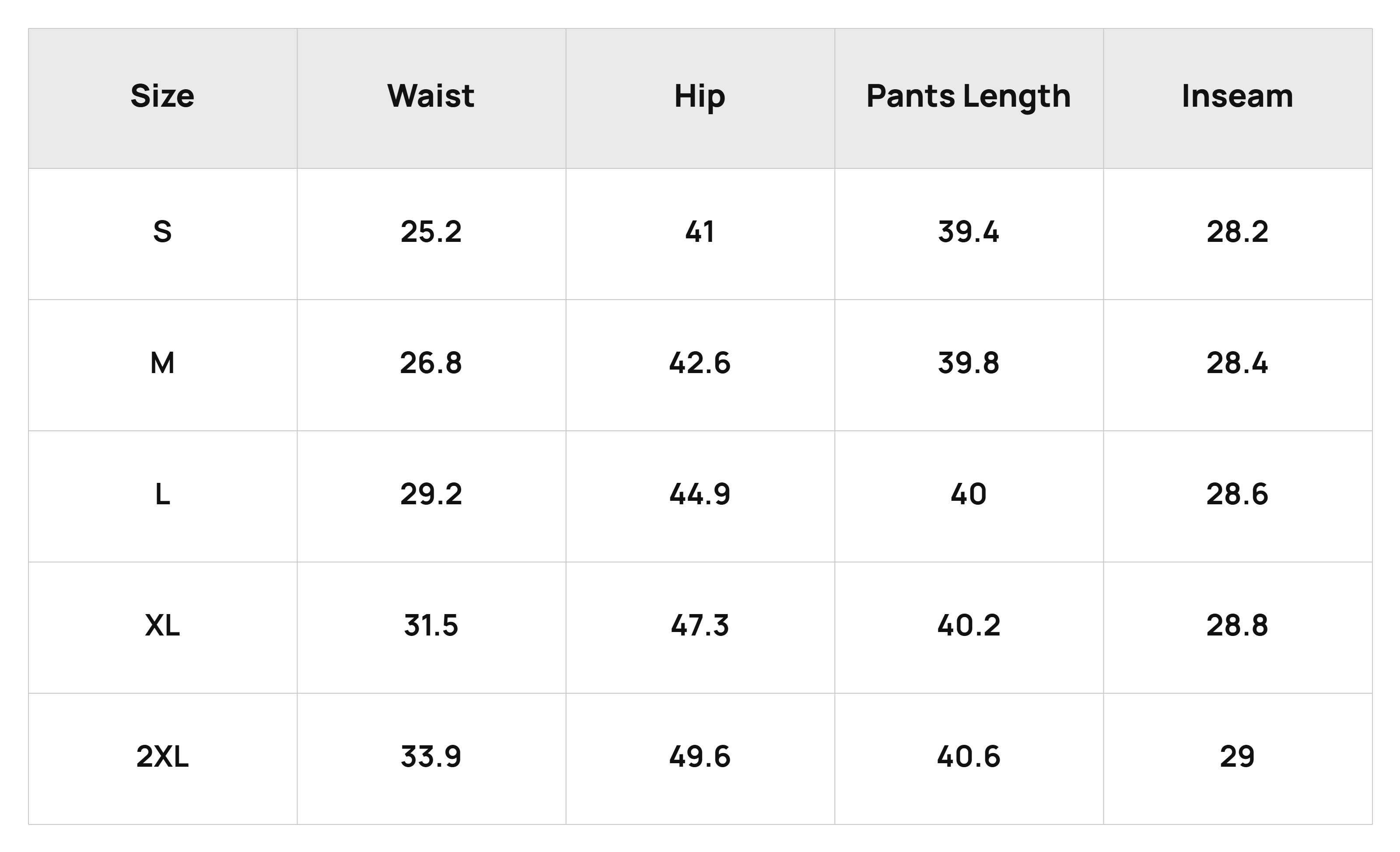 Size Chart