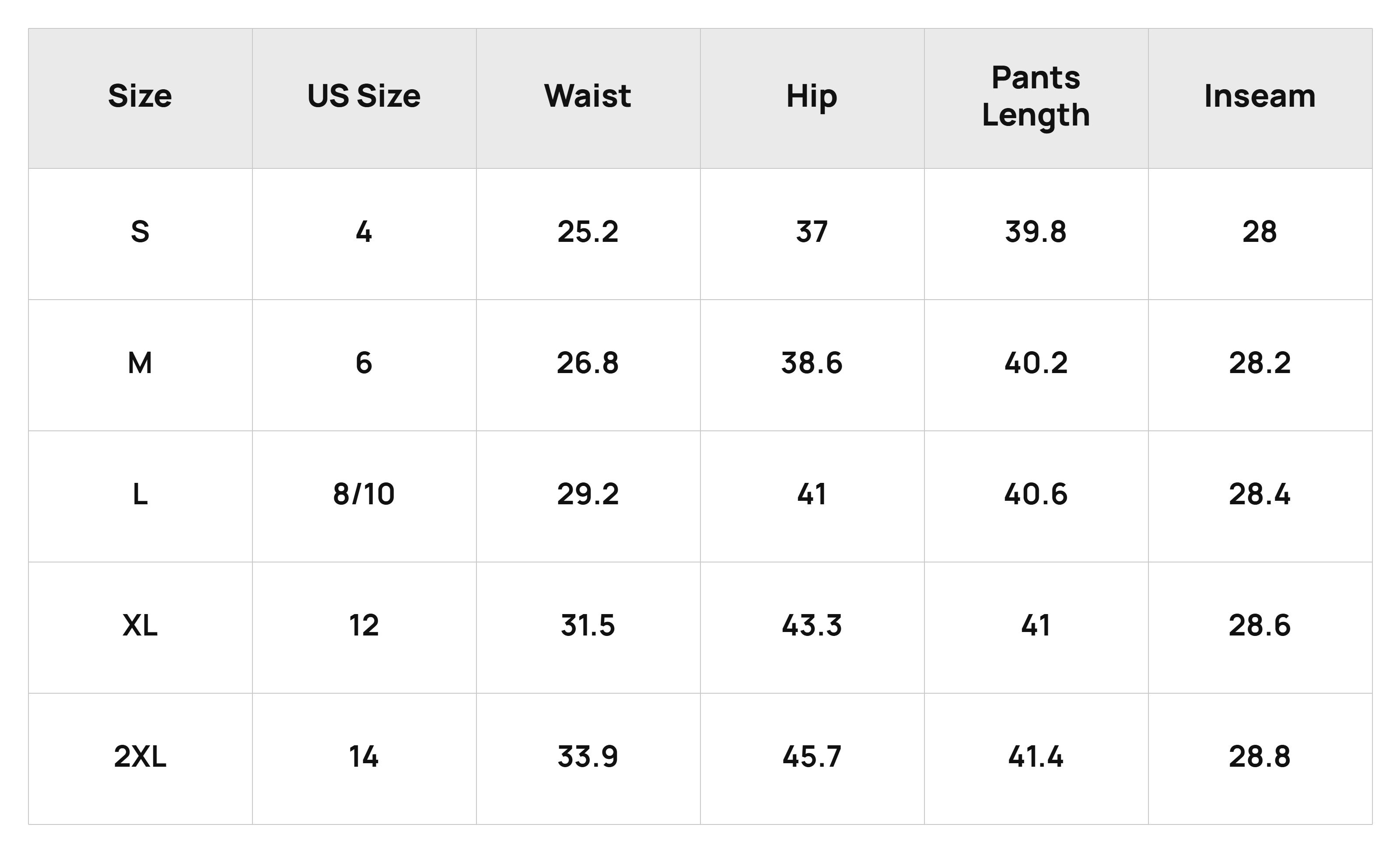Size Chart