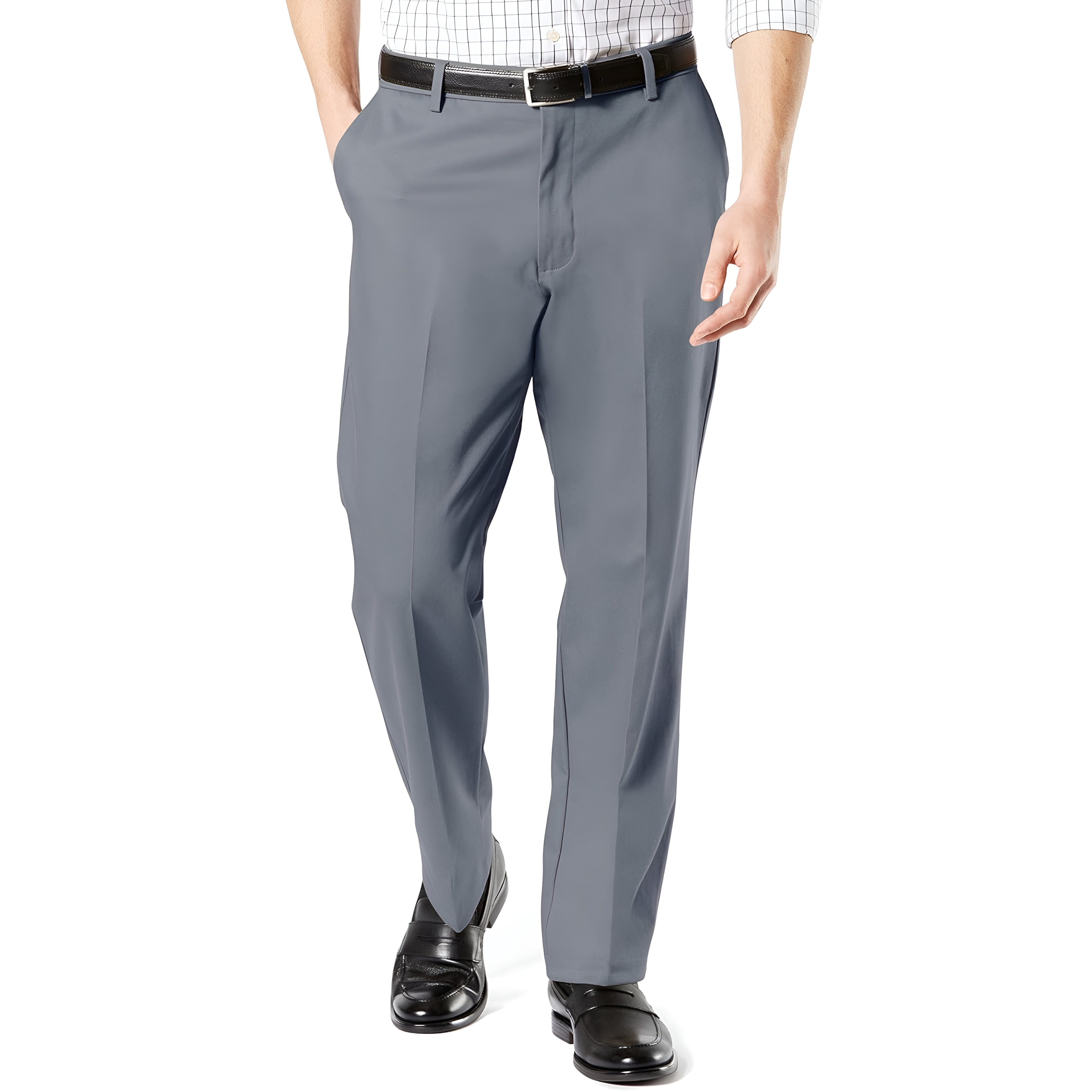 Classic Stretch Fit Formal Pants With Button Closure For Men