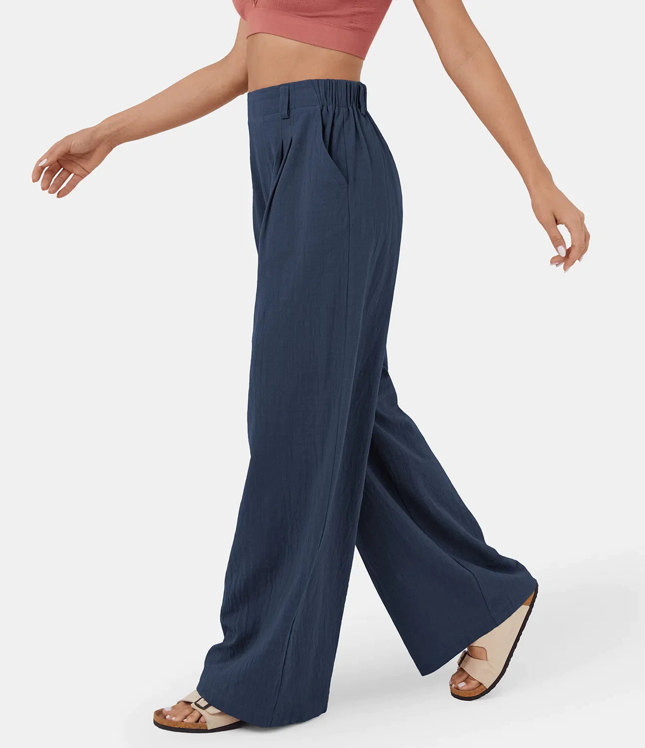 Flowy Solid Palazzo Pants With Side Pockets-My Comfy Pant