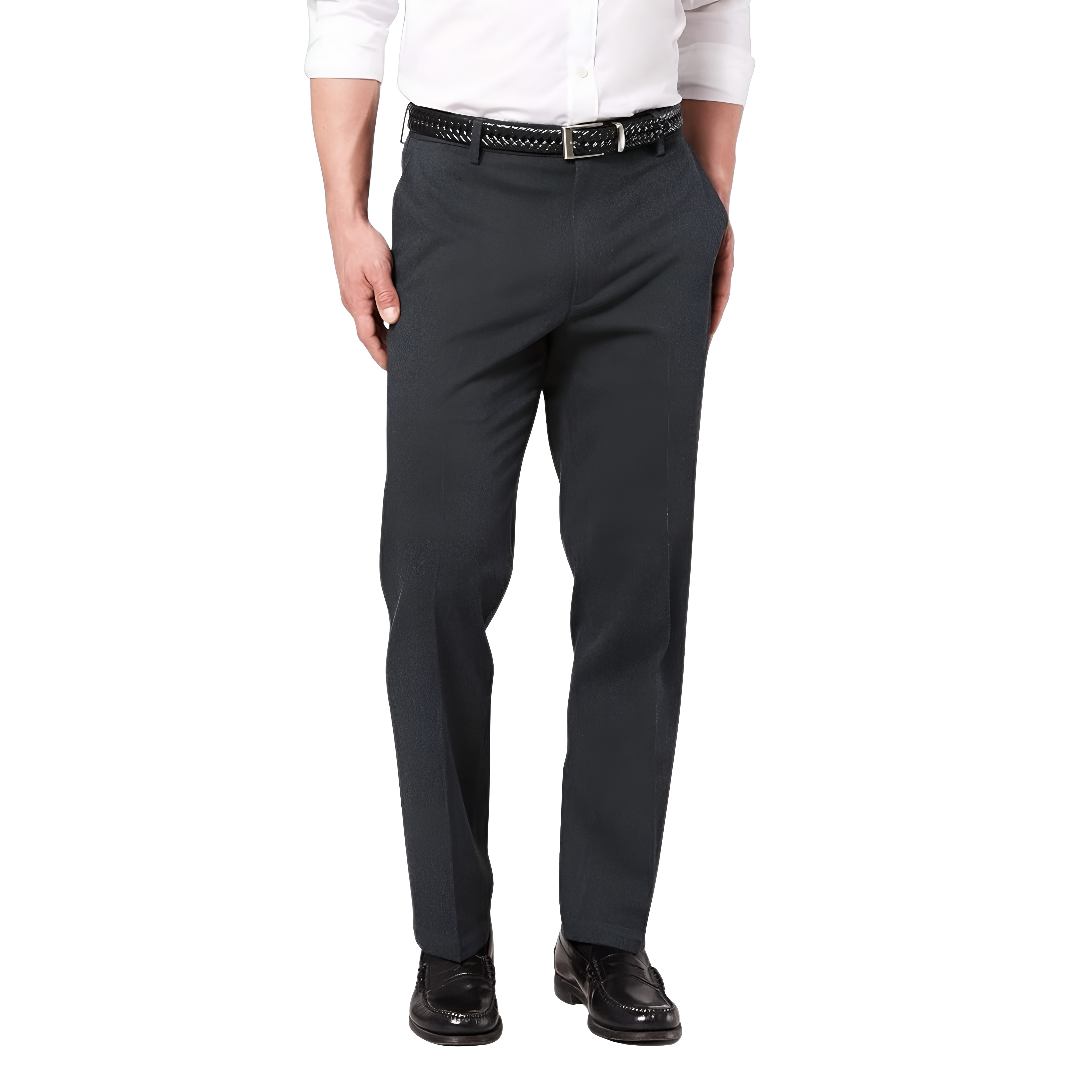 Classic Stretch Fit Formal Pants With Button Closure For MenClassic Stretch Fit Formal Pants With Button Closure For Men - Image 3