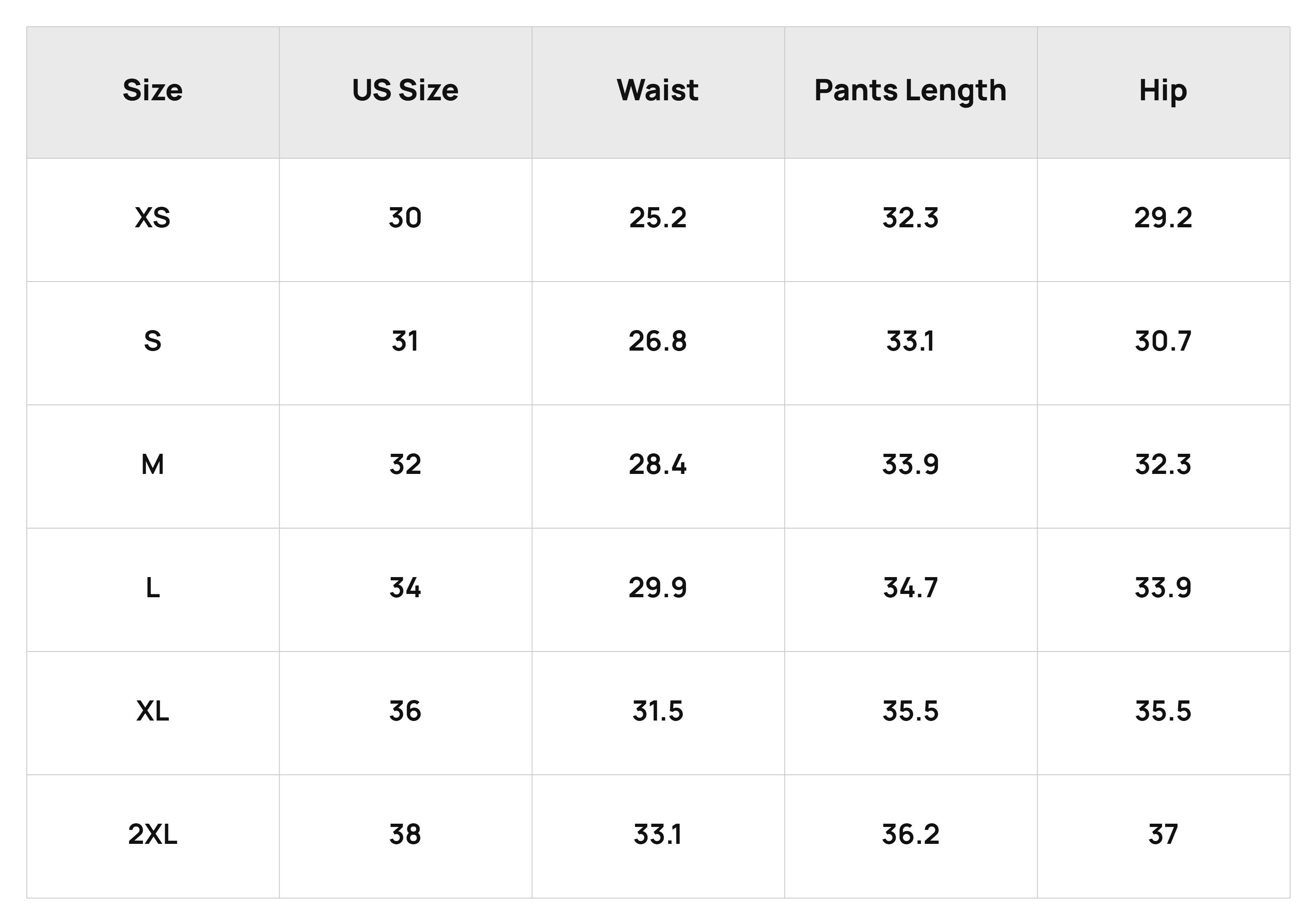 Size Chart