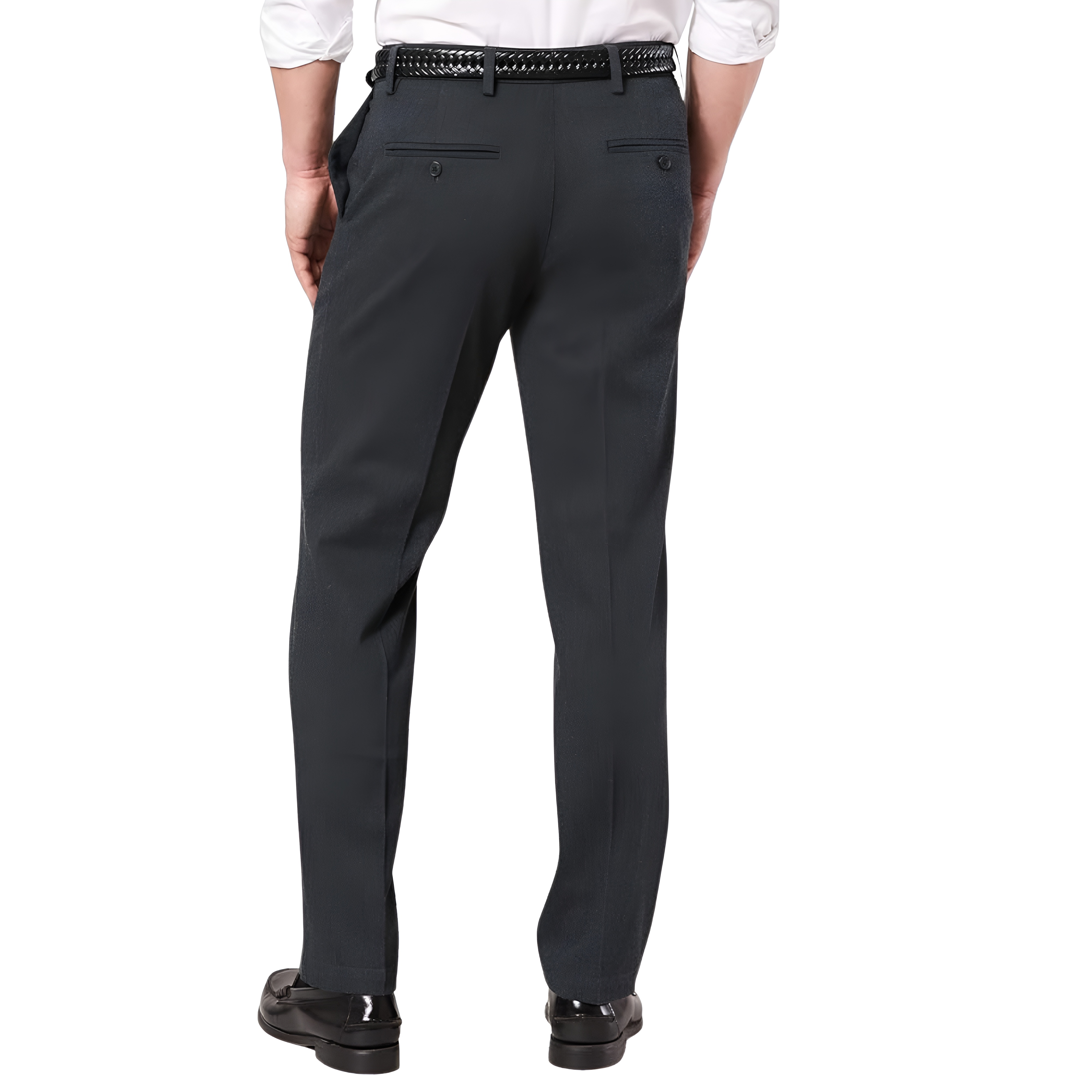 Classic Stretch Fit Formal Pants With Button Closure For MenClassic Stretch Fit Formal Pants With Button Closure For Men - Image 4