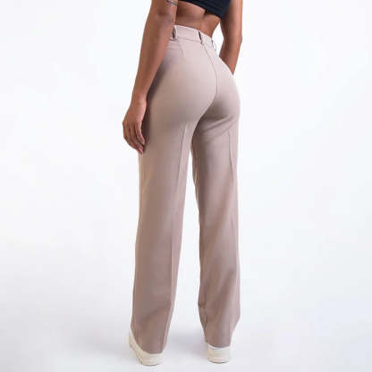 High Waisted Suit Pants With Straw Pleats-My Comfy Pant