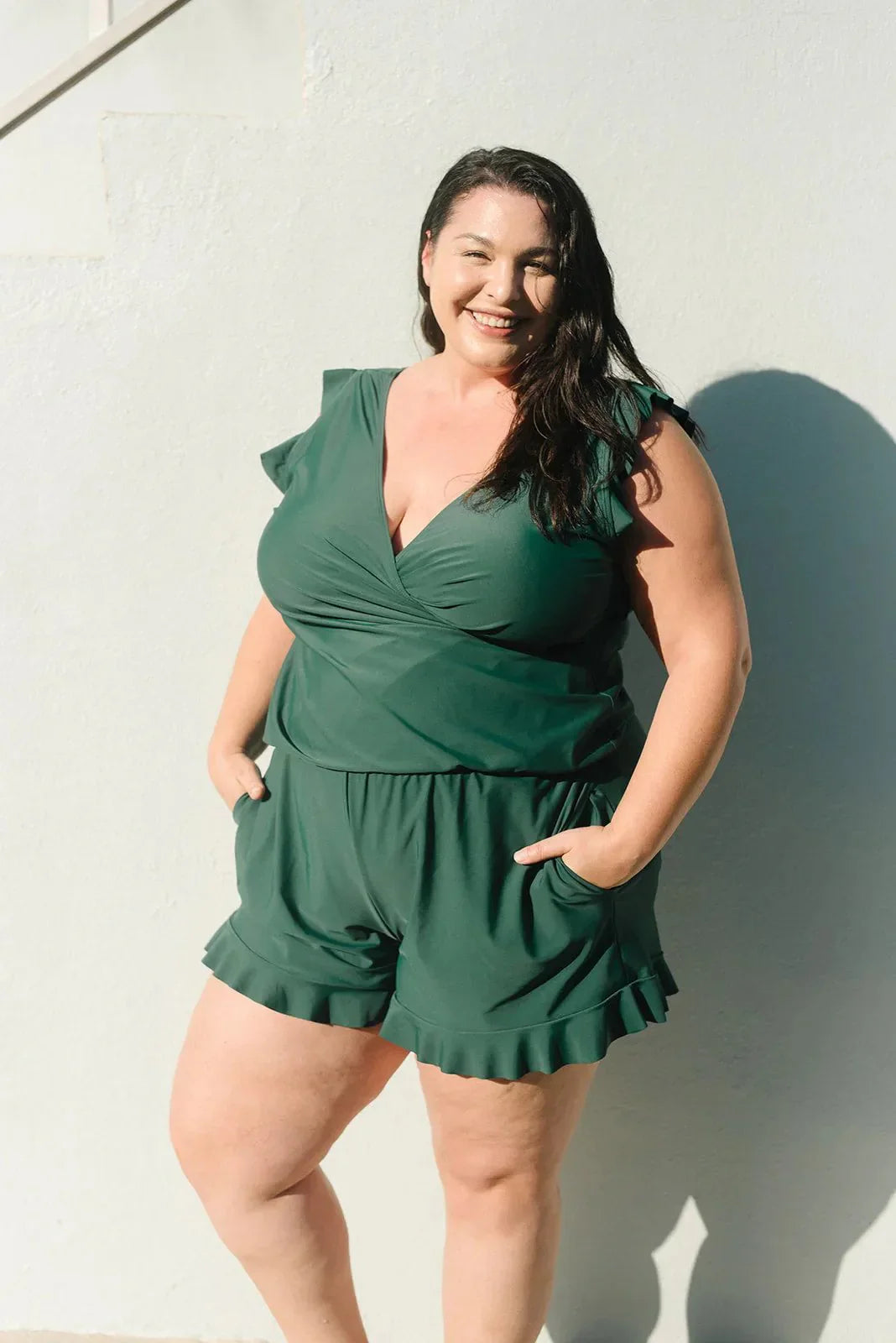 Ruffled Summer Romper With Built In Bra-My Comfy Pant