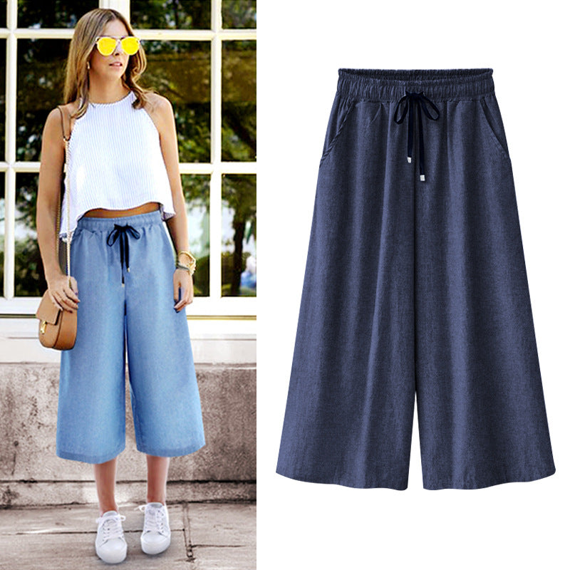 Slim Nine Quarter Jeans Casual Culottes-My Comfy Pant