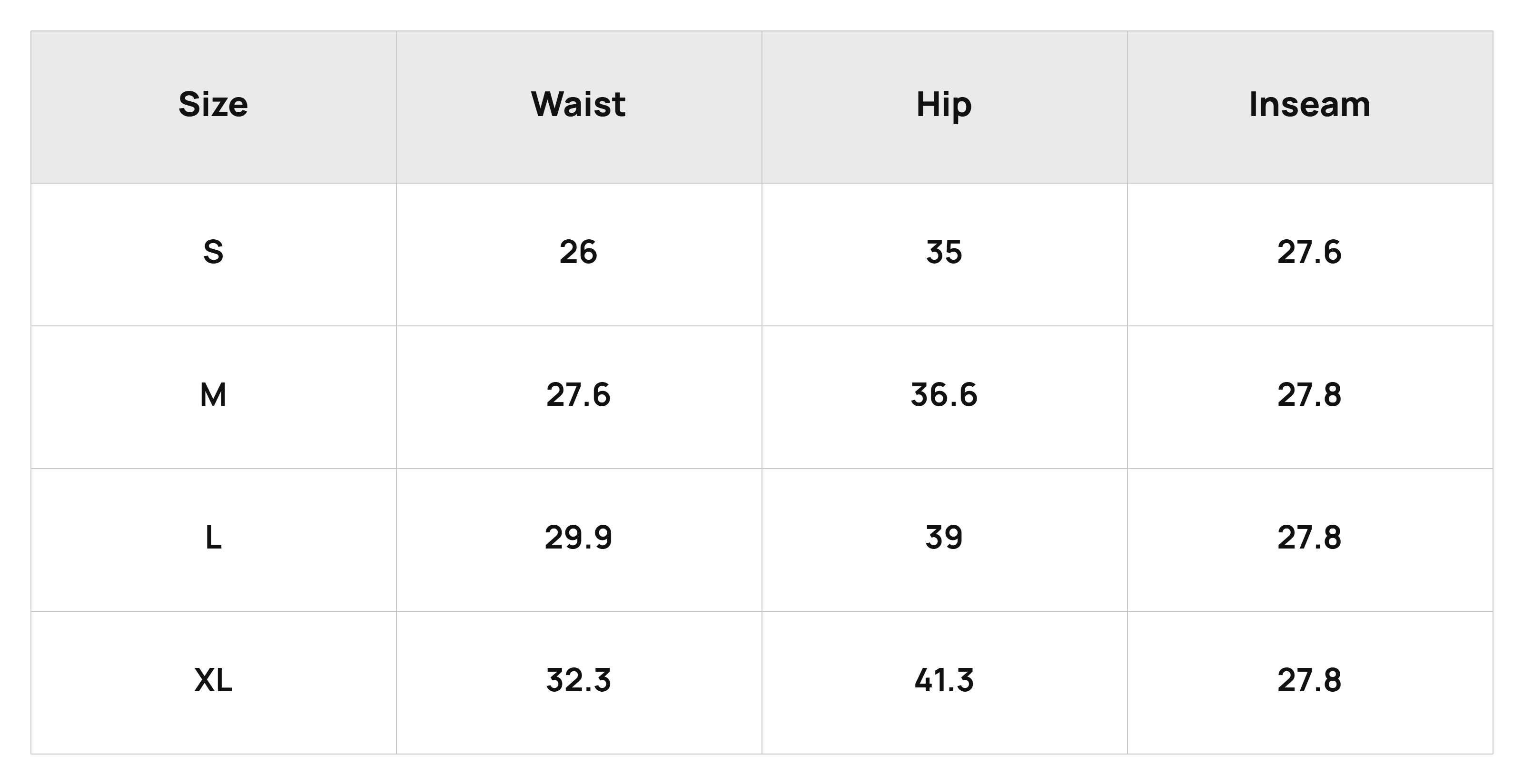 Size Chart