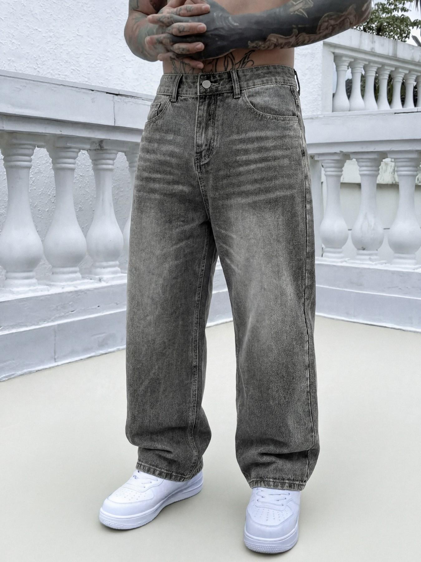 Loose Vintage Washed Streetwear Jeans For Men