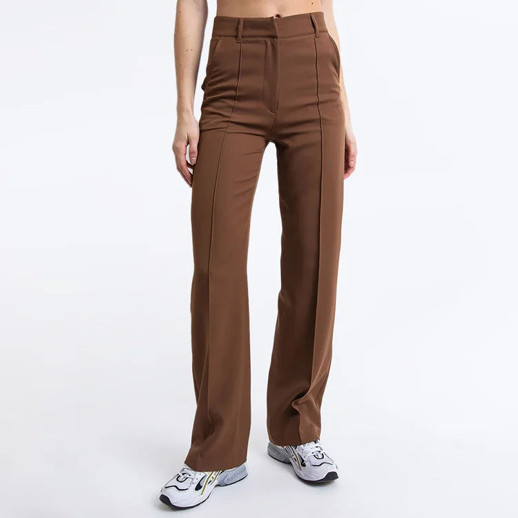 High Waisted Suit Pants With Straw Pleats-My Comfy Pant