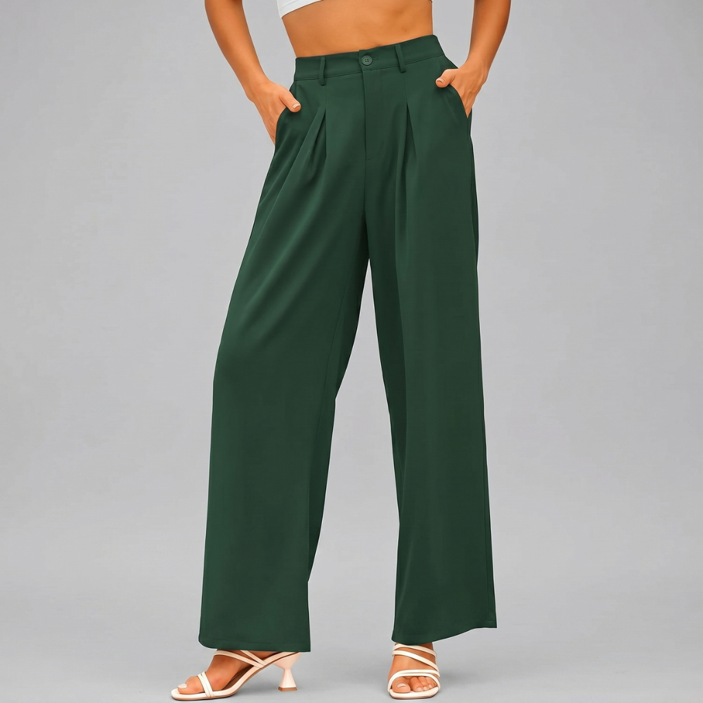 High Rise Casual Wide Loose Fit Palazzo Pants For Women Summer Wear