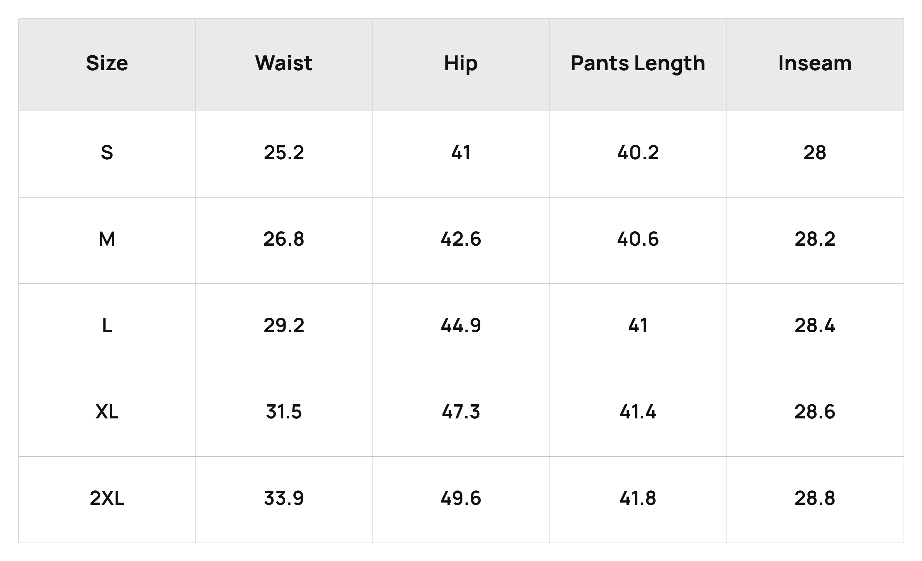 Size Chart