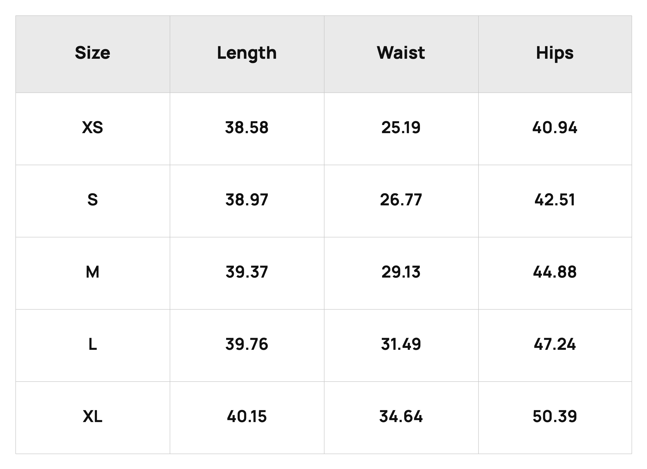 Size Chart