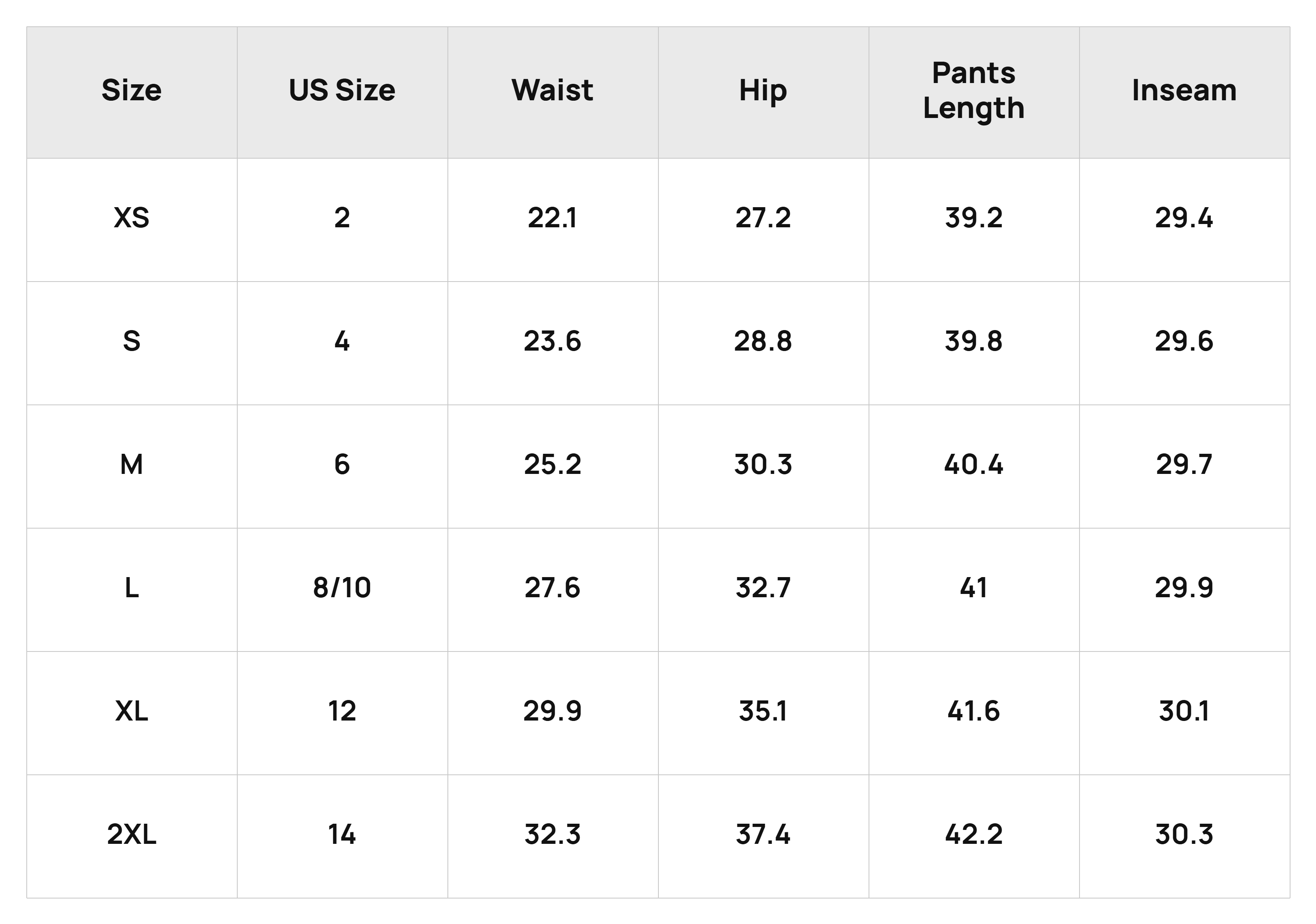 Size Chart