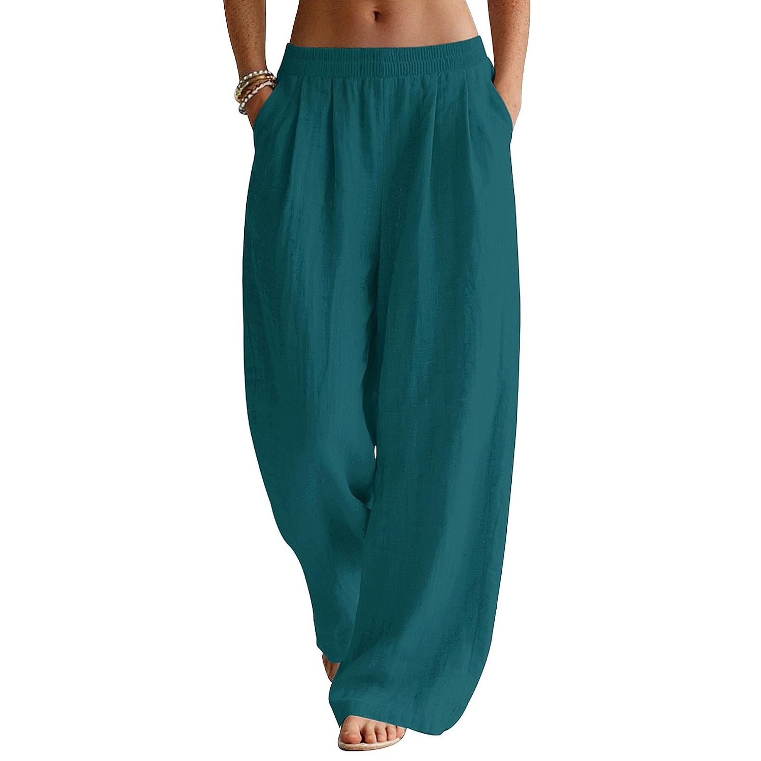 Casual Palazzo Pants With Pockets For Vacation Wear For Women