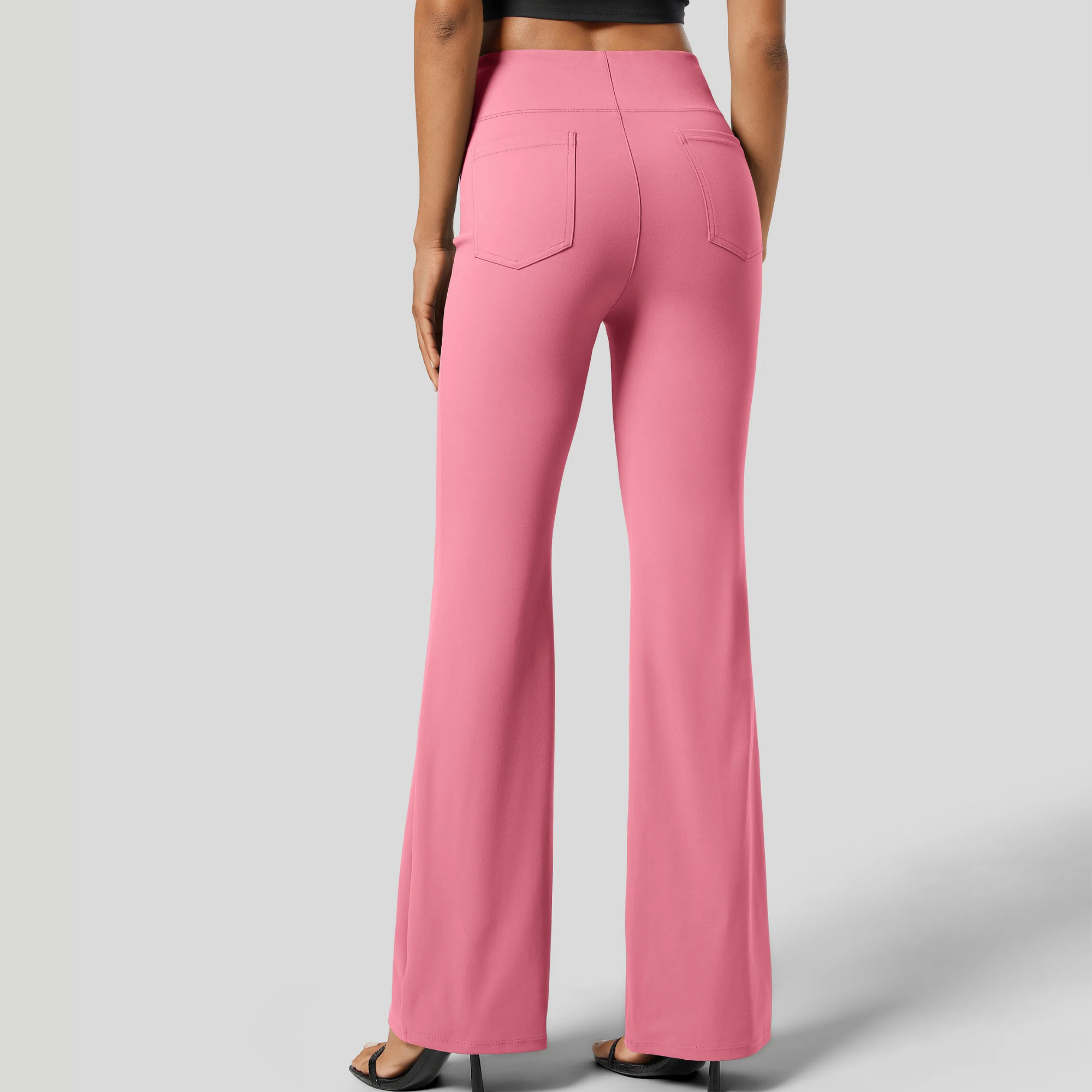 High Rise Back Side Pocket Slight Flare Work Pants