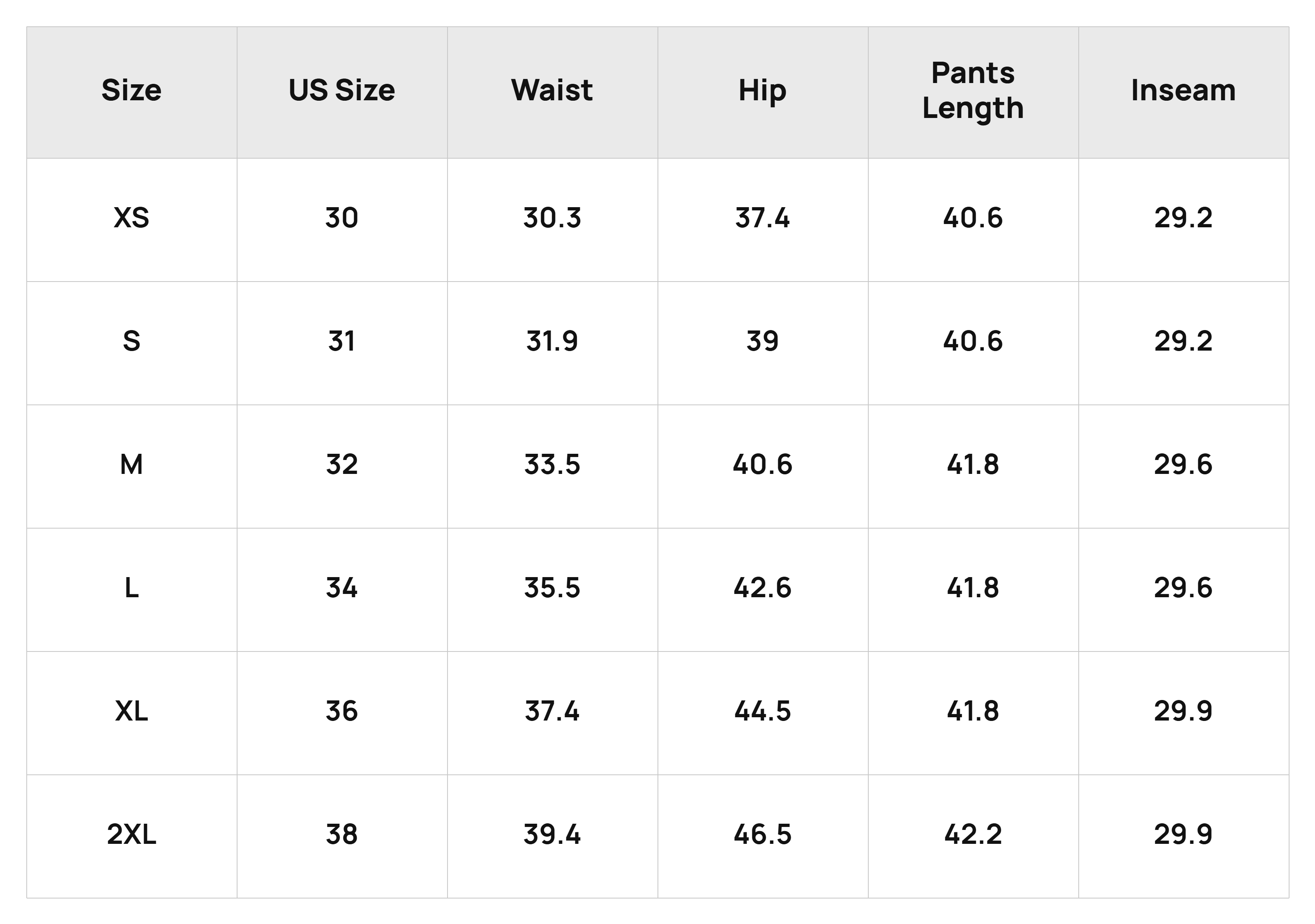 Size Chart